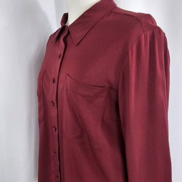 Universal Standard Wren Burgundy Eco Pocket Button Front Top Women's Size XS NWT - Picture 5 of 15